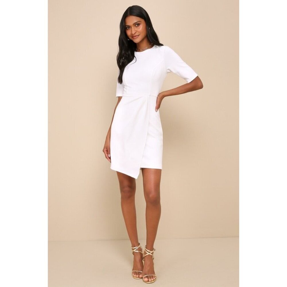 Lulus Westwood White Half Sleeve Sheath Dress